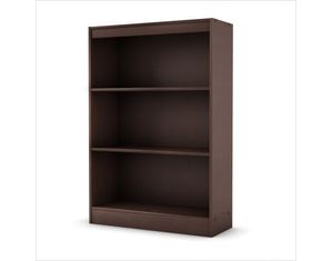 South Shore Axess Three Shelf Modern Bookcase In Chocolate