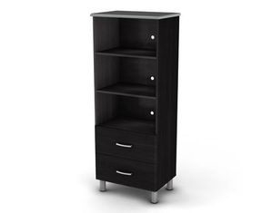 South Shore Black Onyx/Charcoal Cosmos Contemporary Shelf Bookcase
