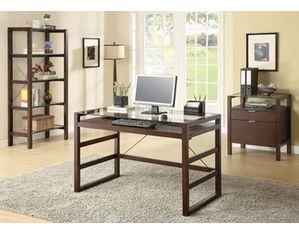 Union Square Contemporary Espresso Glass Shelves Bookcase
