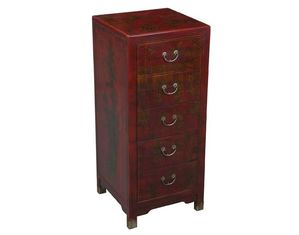 AsiaEXP 5 Drawer Painted Mini Chest with Prosperous Village Motif