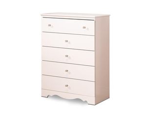 South Shore Crystal Five Drawer Chest in pure white
