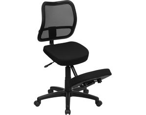Flash Furniture Black Fabric Ergonomic Kneeling Chair with Mesh Back Office Seating