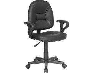 Flash Furniture Black Leather Ergonomic Task Chair With Arms