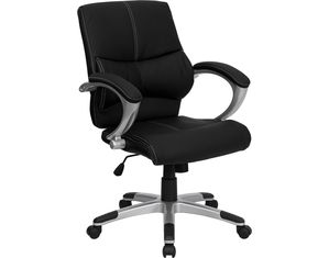 Flash Furniture Black Leather Mid Back Manager Chair