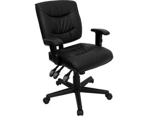 Flash Furniture Black Leather Multi-Function Task Chair with Height Adjustable Arms