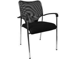 Flash Furniture Black Mesh Fabric Stacking Side Chair with Chrome Legs