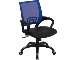 Flash Furniture Blue Mesh Office Chair with Black Leather Seat