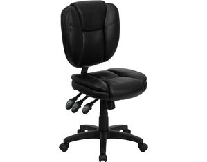 Flash Furniture Leather Multi Function Task Chair in Black