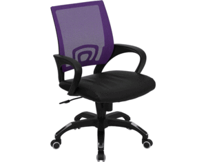 Flash Furniture Purple Mesh Office Chair with Black Leather Seat