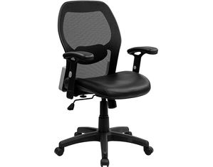 Flash Furniture Super Mesh Chair with Mesh Back And Italian Leather Seat