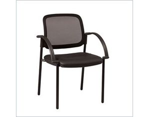 183905 Screen Back Faux Leather Seat Visitors Chair with Black Frame and Arms