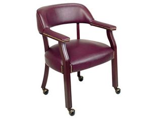 TV231 Traditional Guest Chair with Wrap Around Back and Casters Mahogany Finish Frame