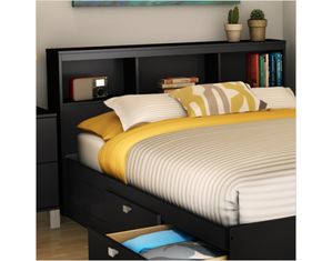 South Shore Solid Black Spark Contemporary Twin Bookcase Headboard (39