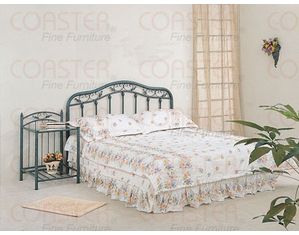 Union Square Verde Finish Leaf Design Iron Headboard