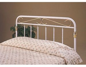 Union Square White Metal Queen Headboard with Brass