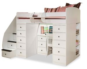 Berg Space Saver Twin Loft with 2 Chests Desk and Stairs Loft Bed