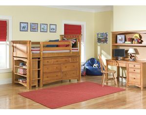 Bolton Furniture Bennington Low Loft with Wakefield Drawers and Bookcase Set - Natural/Rosewood or Honey! - FREE Inside Delivery!