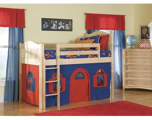 Bolton Furniture Cottage Boys Twin Size Low Loft with Optional Tent Tower and Slide
