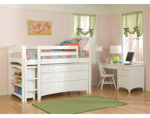 Bolton Furniture Windsor White Low Loft with Essex Drawers and Bookcase Set - FREE Inside Delivery!
