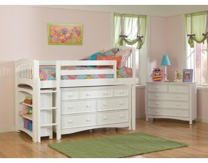 Bolton Furniture Windsor White Low Loft with Wakefield Drawers and Bookcase Set - FREE Inside Delivery!