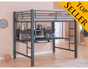 Modern Study Full Workstation Loft Bed with INSIDE DELIVERY!