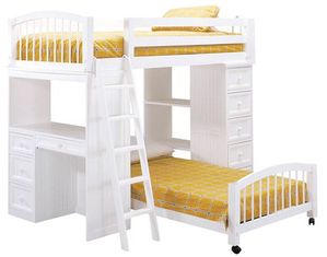 Furniture Basics Woodland White Student Loft Bed with Lower Bed - FREE Inside Delivery!