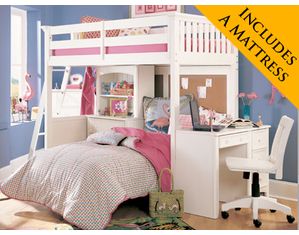 Lea Getaway Full Loft Bed with FREE Mattress Featuring Inside Delivery and Set-up!