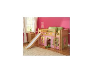 Maxtrix Full Size Low Loft Bed w. Straight Ladder and Slide
