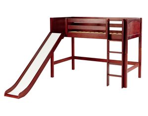 Maxtrix Full Size Mid High Loft Bed w. Straight  Ladder and Slide