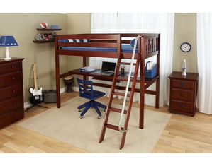 Maxtrix Twin High Loft Bed w. Angle Ladder and Long Desk