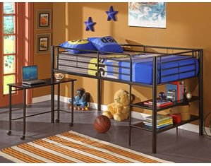 Walker Edison Twin Loft Bed with Storage and Desk