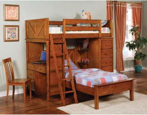 Jr. Varsity Oak Twin Over Twin 460133 Loft Bed - FREE Inside Delivery!