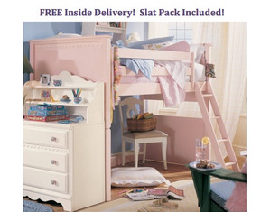 Lea Pink Spring Garden Low Loft Bed - FREE Inside Delivery!