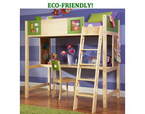 LittleMissMatched ArtsyCraftsy Twin Size Study Loft Bunk Bed - FREE Inside Delivery!