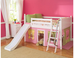 Maxtrix Full Size Low Loft Bed w. Angle Ladder