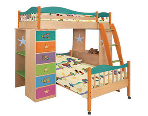 Room Magic Boot Stompin Cowboys Loft Bed with Free Twin Bed