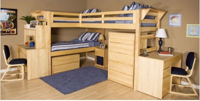 University Loft Graduate Triple Lindy with Third Twin Bed Facing Right - FREE Inside Delivery! image