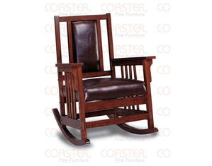 Union Square Leather Dark Oak Rocker