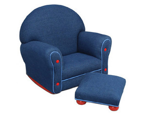 Kidkraft Upholstered Rocker and Ottoman Denim - Fast FREE FedEx Shipping!
