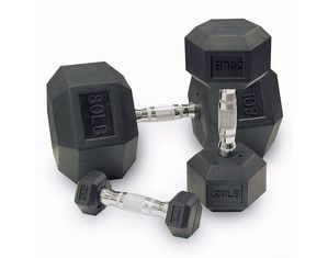 Body-Solid Rubber Hex Dumbbell Set 80 to 100 lbs Pairs