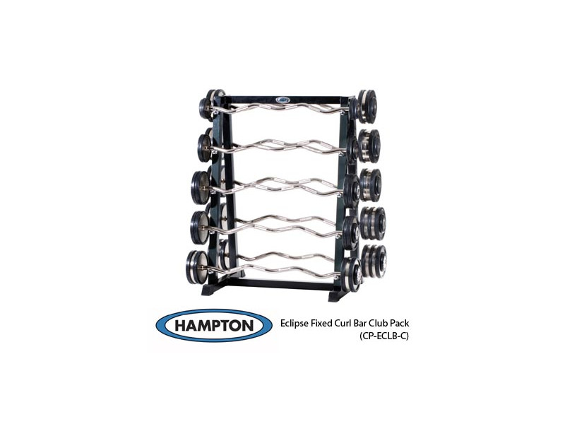 Optional Barbell Rack (shown with curl version of barbells)