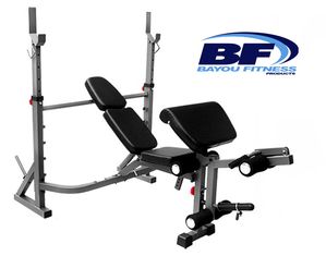 Bayou Fitness Olympic Weight Bench with Leg Extension and Preacher Curl Attachment
