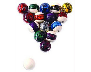 EPCO Marbleized Stripe Regulation Pool/Billiard Ball Set - Fast FREE FedEx Shipping!