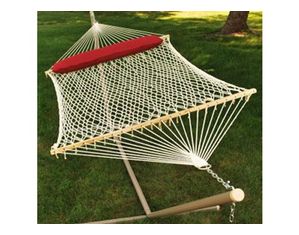 Algoma Imported Double Size 13 Feet 2 Point Cotton Rope Hammocks with Pillow