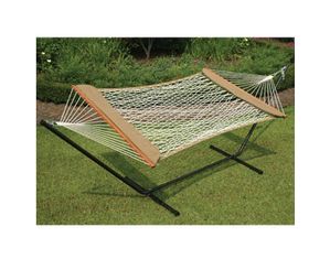 Pawleys Island Castaway Cotton Rope Soft Sides Hammock and Brown Stand