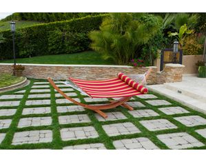 Red Star Traders Cantina Wood Arc Hammock with Striped  Bed Set