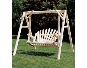 Rustic Natural Cedar Furniture 5 Foot American Garden Log Swing & Stand Set
