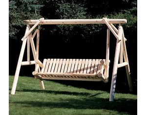 Rustic Natural Cedar Furniture 6 Foot Classic Log Swing & Stand Set