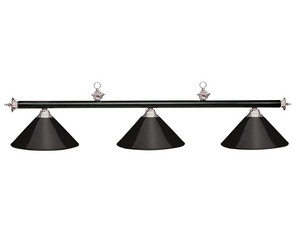 Cue & Case Black Leatherette and Brushed Chrome Bar with 3-Shade Black Billiard Lamp