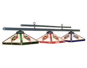 Midnight Flame Lighting Stained Glass 3 Shade Pool Table Light